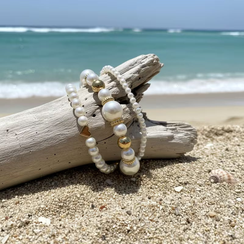 Elegant French Imitation Pearl Bracelet Set – 4 Pieces