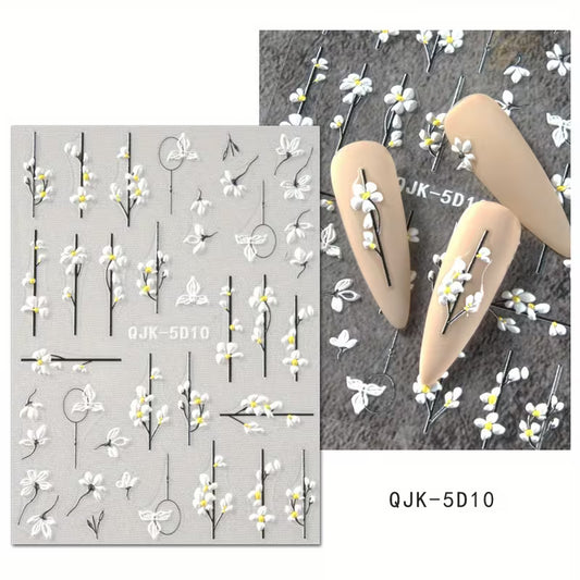 5D Embossed Summer Nail Art Stickers
