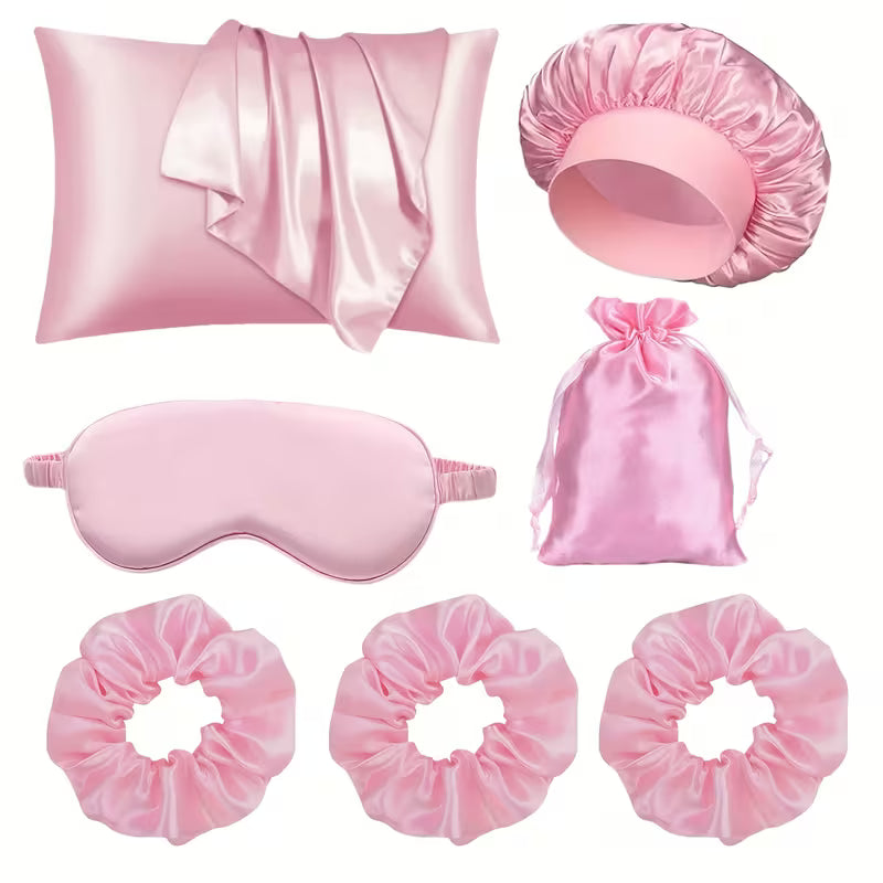 7 Pieces Pink Women'S Sleep Beauty Tools Set