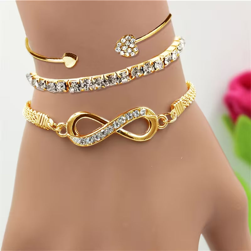Gold Set of Three Women'S Bracelets And Bangles