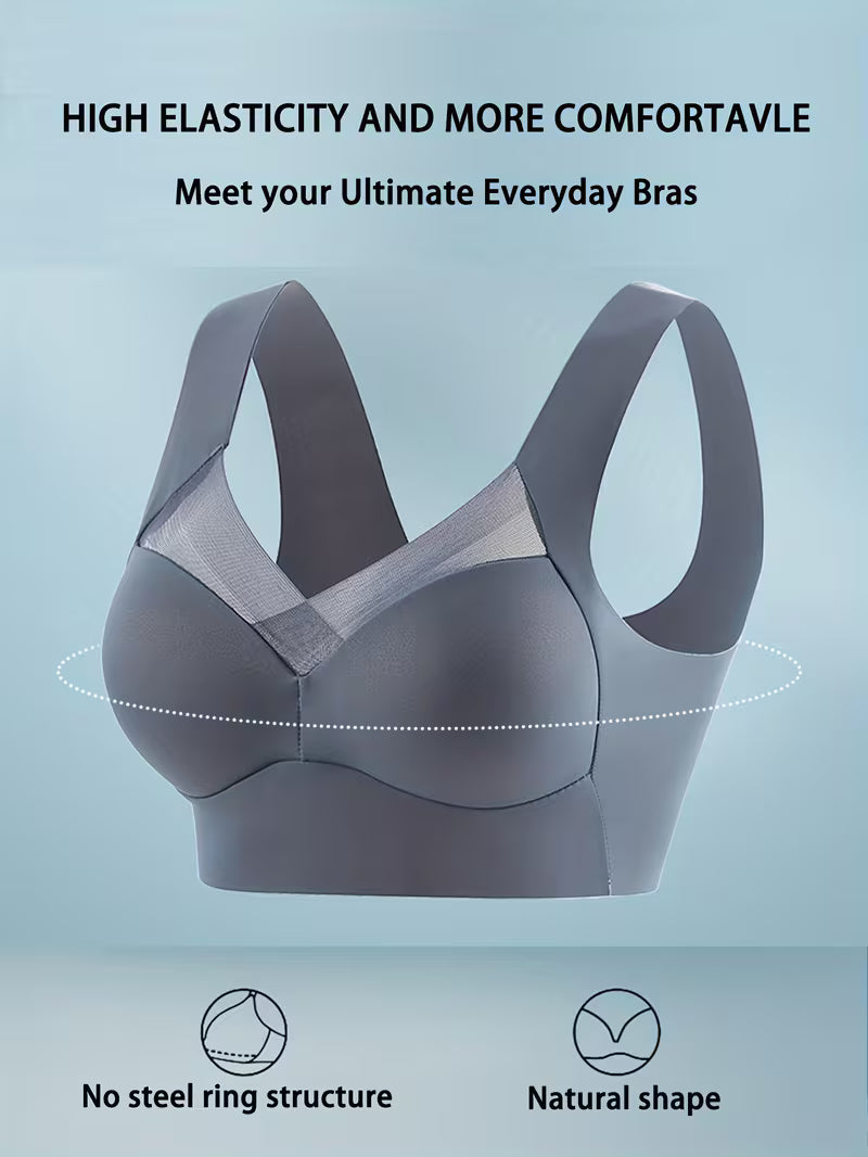 Contrast Mesh Wireless Bra