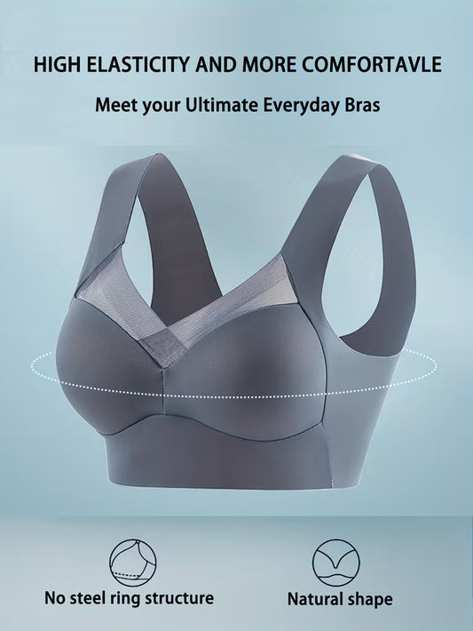 Contrast Mesh Wireless Bra
