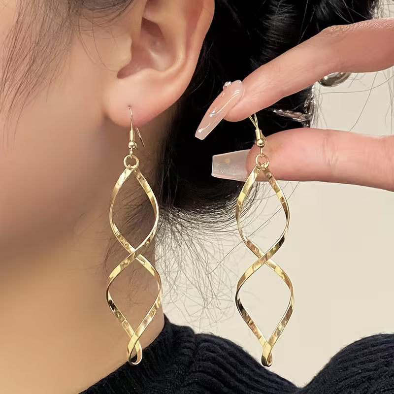 Pair of Stylish And Unique Spiral Curved Earrings