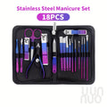 18 Pieces Gradient Color Stainless Steel Manicure Hand And Foot Care Set