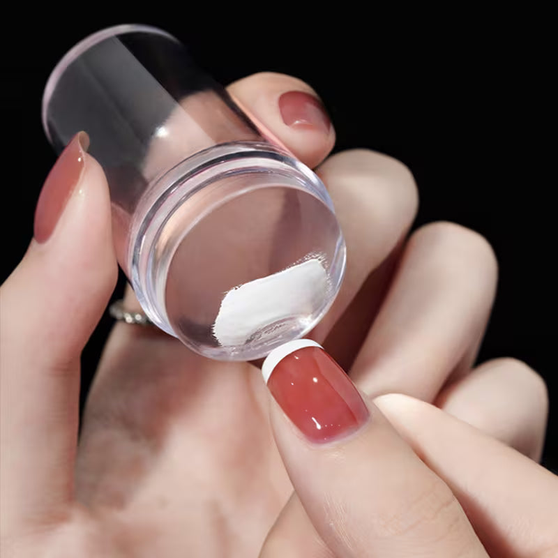 French Tip Nail Art with Clear Silicone Stamper and Scraper