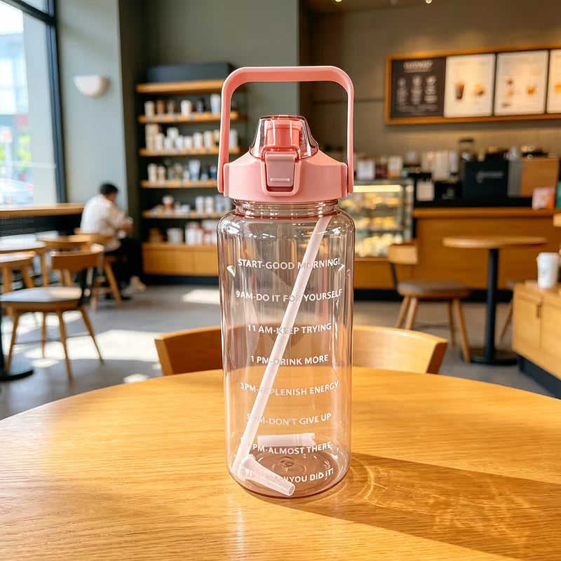 2000ml Large Capacity Sports Water Bottle with Straw