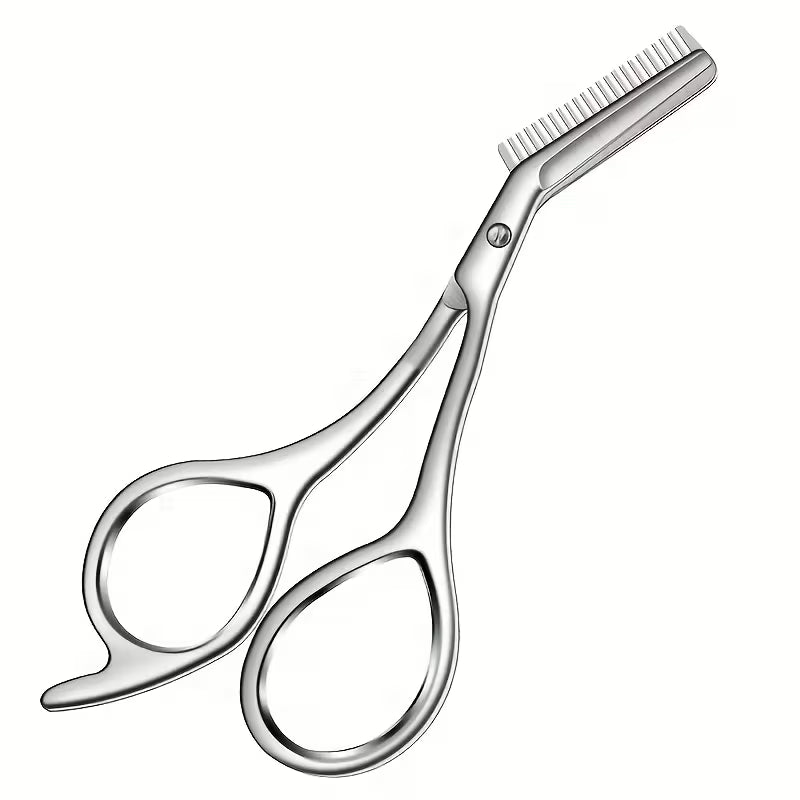 Stainless Steel Eyebrow Scissors with Built-in Brow Comb