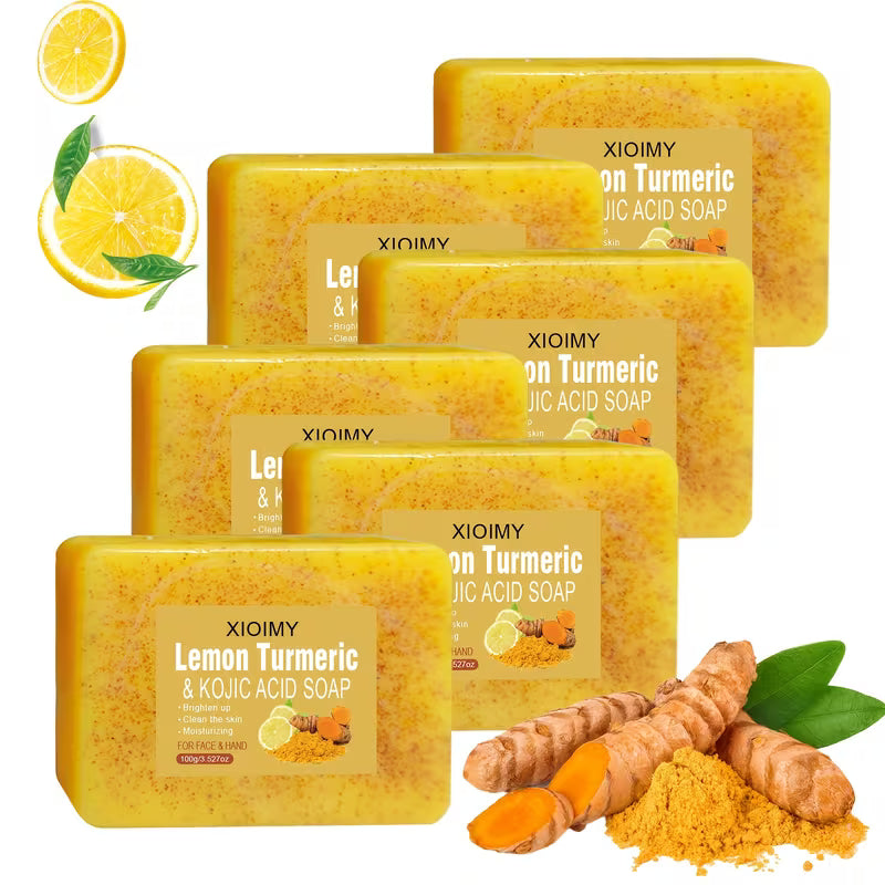 6pcs Turmeric and Lemon Cleansing Brightening Soap