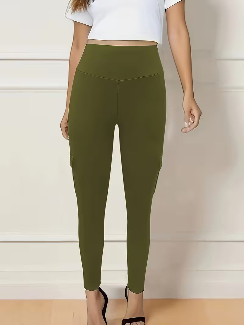 Solid Color Butt Lifting Yoga Leggings With Pockets