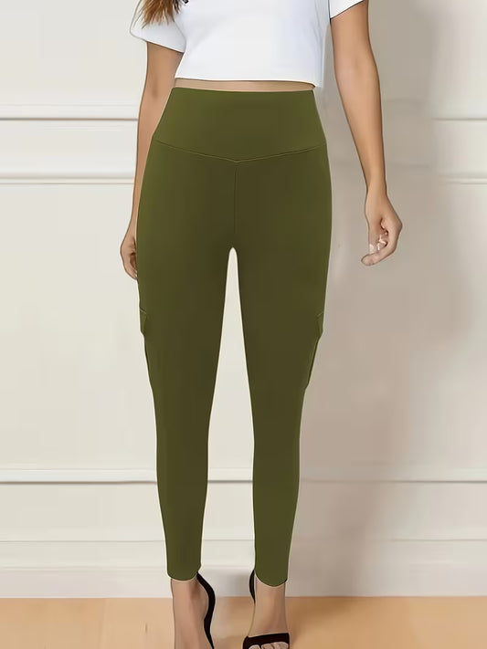 Solid Color Butt Lifting Yoga Leggings With Pockets