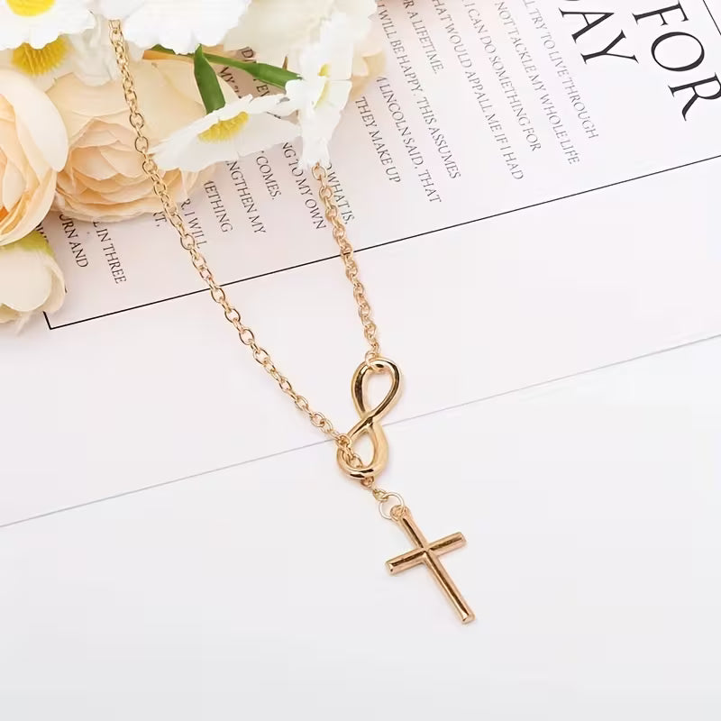 Simple Lucky 8 Cross Short Necklace