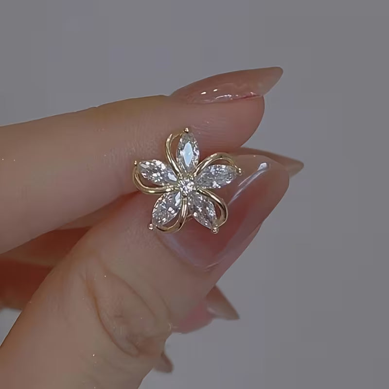 Cubic Flower Stud Earrings