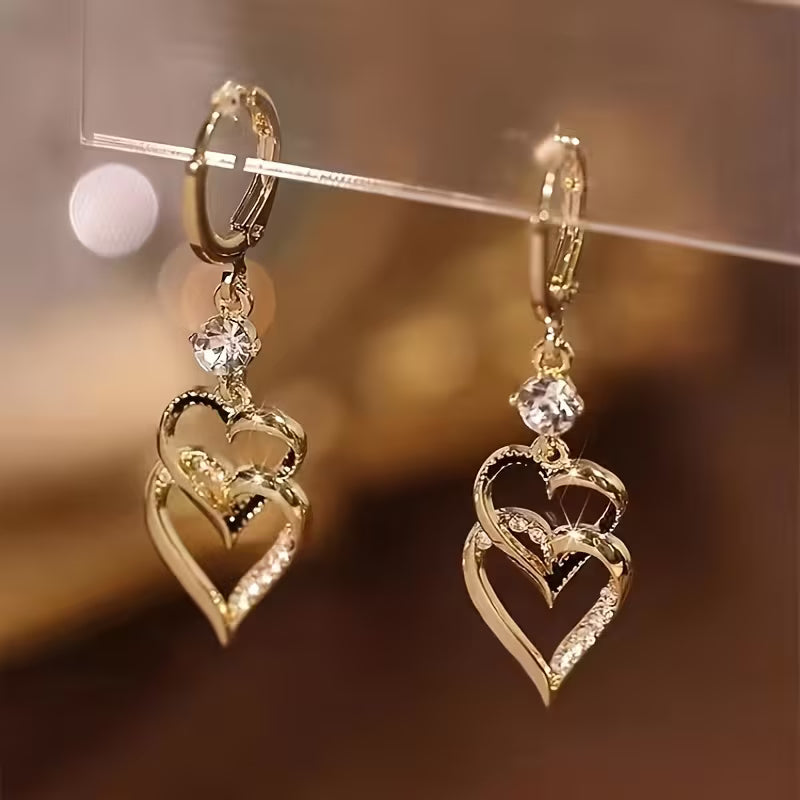 Double-Layer Golden Heart Earrings – ClickRush
