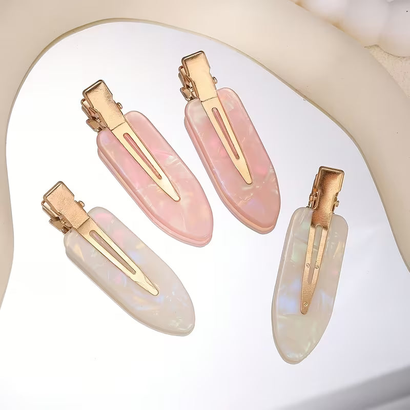 4pcs Set Pink And White Acrylic Duck Bill Hair Clips