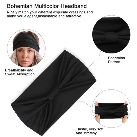 Women's Black Wide Bohemian Headband