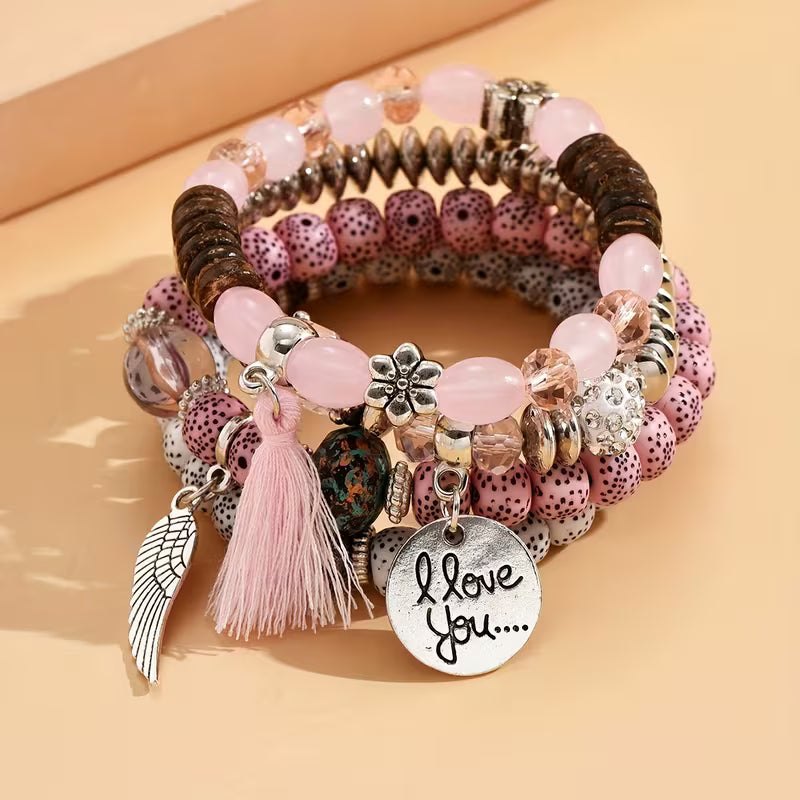 4-Piece Bohemian Stacking Bracelet Set