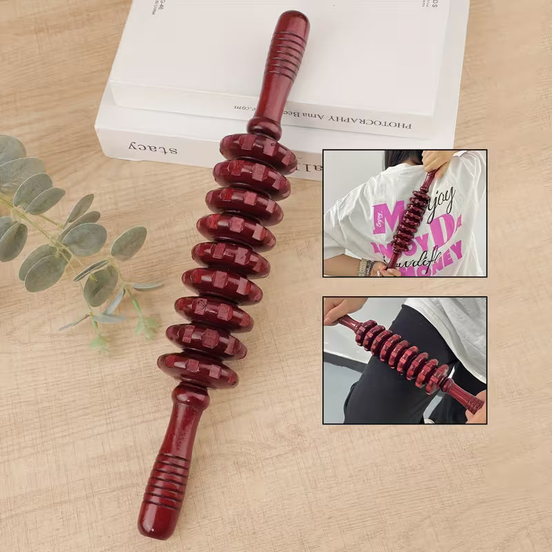 9-Roller Wooden Gua Sha Massage Board