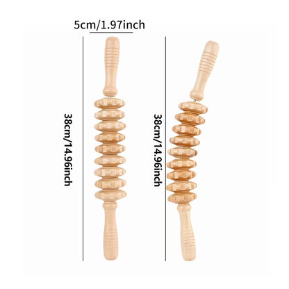 9-Roller Wooden Gua Sha Massage Board