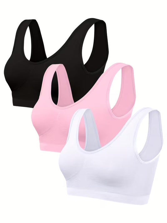 3-Piece Seamless Women's Push-Up Sports Bra Set