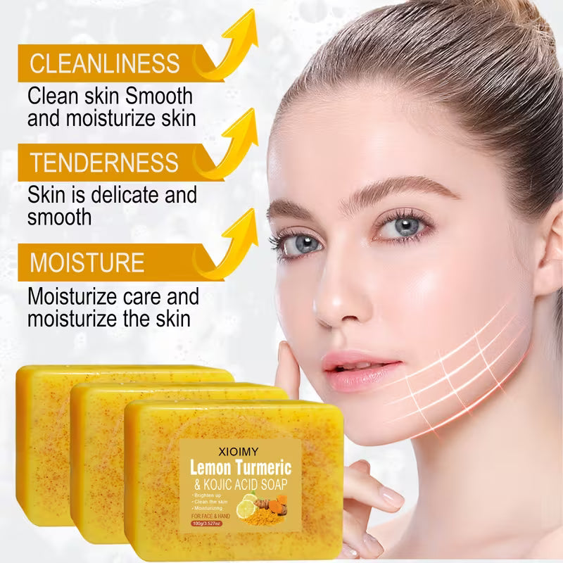 6pcs Turmeric and Lemon Cleansing Brightening Soap