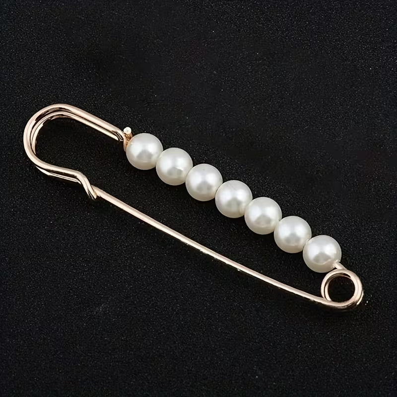 4pcs Faux Pearl Waist Pin Scarf Safety Hijab Clip Shawl Buckle Pin