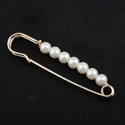 4pcs Faux Pearl Waist Pin Scarf Safety Hijab Clip Shawl Buckle Pin