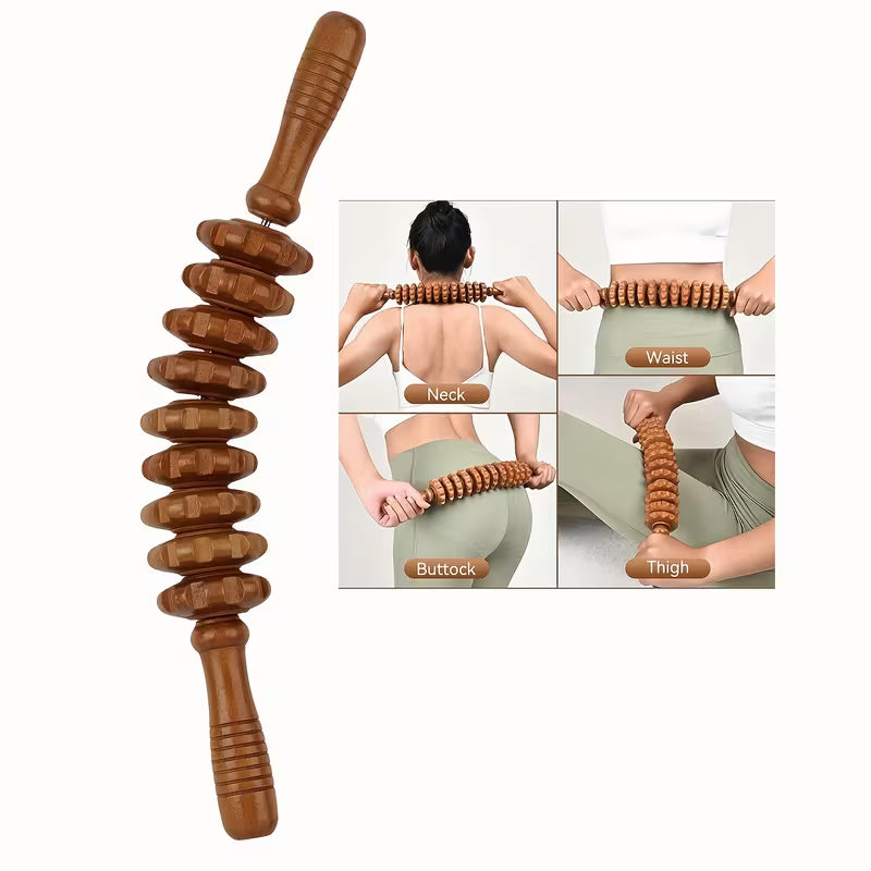 9-Roller Wooden Gua Sha Massage Board