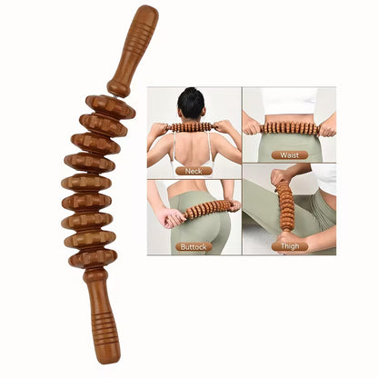 9-Roller Wooden Gua Sha Massage Board